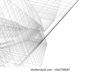 abstract buildings, architectural drawing 3d