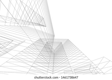 abstract buildings, architectural drawing 3d
