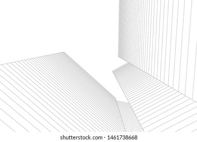 abstract buildings, architectural drawing 3d