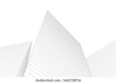 abstract buildings, architectural drawing 3d