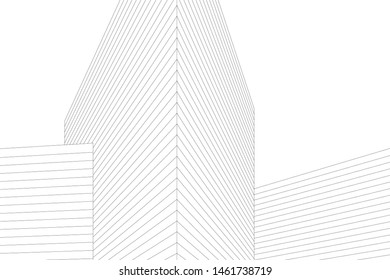 abstract buildings, architectural drawing 3d
