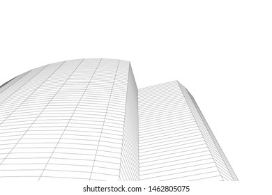 abstract buildings, architectural drawing 3d