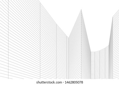 abstract buildings, architectural drawing 3d