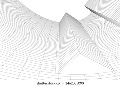 abstract buildings, architectural drawing 3d
