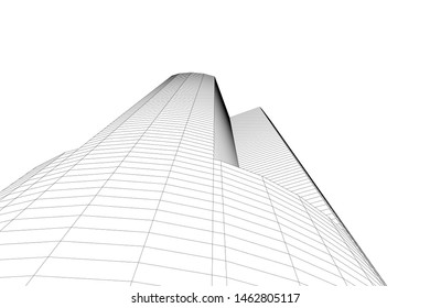 abstract buildings, architectural drawing 3d