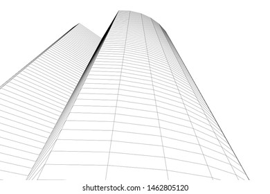 abstract buildings, architectural drawing 3d