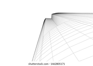 abstract buildings, architectural drawing 3d