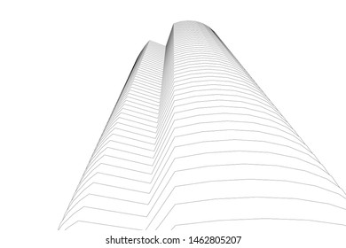 abstract buildings, architectural drawing 3d