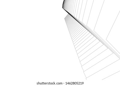 abstract buildings, architectural drawing 3d