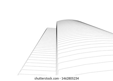 abstract buildings, architectural drawing 3d