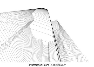 abstract buildings, architectural drawing 3d