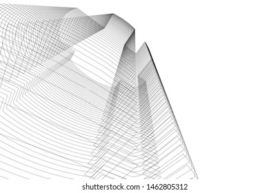 abstract buildings, architectural drawing 3d