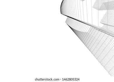 abstract buildings, architectural drawing 3d