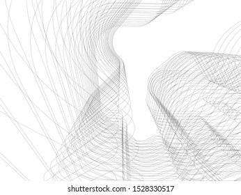 abstract buildings, architectural drawing 3d