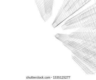 abstract buildings, architectural drawing 3d