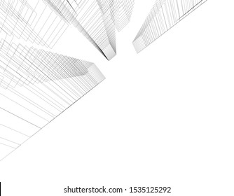 abstract buildings, architectural drawing 3d