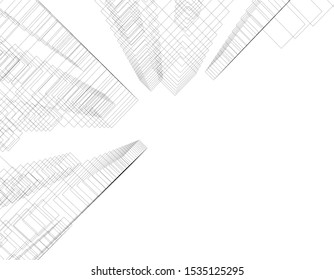 abstract buildings, architectural drawing 3d