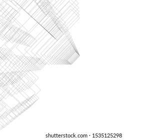 abstract buildings, architectural drawing 3d