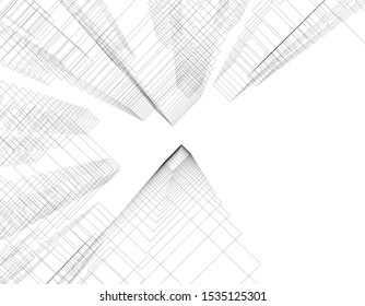 abstract buildings, architectural drawing 3d