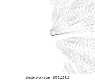 abstract buildings, architectural drawing 3d