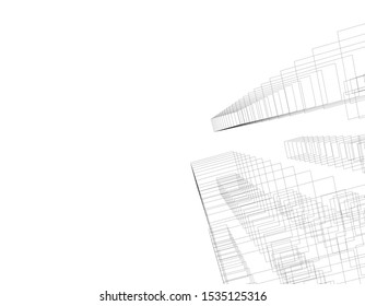 abstract buildings, architectural drawing 3d