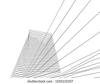 abstract buildings, architectural drawing 3d