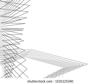 abstract buildings, architectural drawing 3d