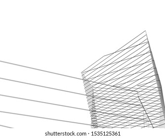 abstract buildings, architectural drawing 3d