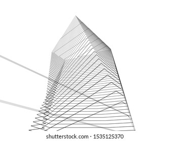 abstract buildings, architectural drawing 3d