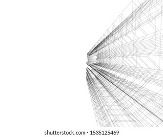 abstract buildings, architectural drawing 3d