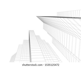 abstract buildings, architectural drawing 3d
