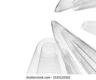 abstract buildings, architectural drawing 3d