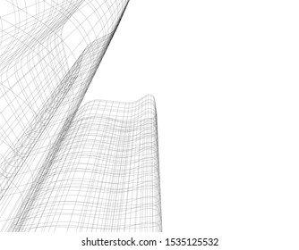 abstract buildings, architectural drawing 3d
