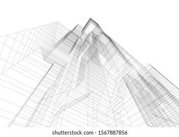 abstract buildings, architectural drawing 3d