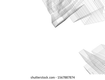 abstract buildings, architectural drawing 3d