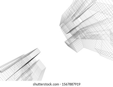 abstract buildings, architectural drawing 3d
