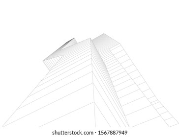 abstract buildings, architectural drawing 3d