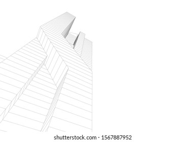 abstract buildings, architectural drawing 3d