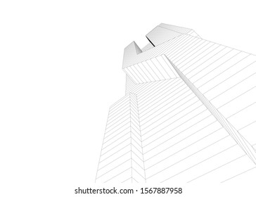 abstract buildings, architectural drawing 3d