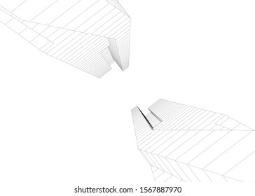 abstract buildings, architectural drawing 3d