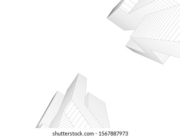 abstract buildings, architectural drawing 3d