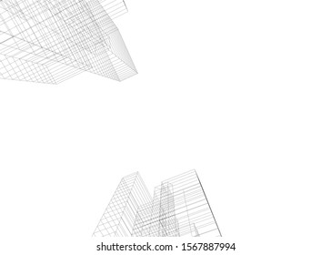 abstract buildings, architectural drawing 3d
