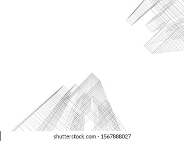 abstract buildings, architectural drawing 3d