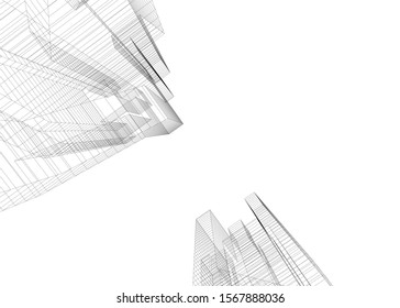abstract buildings, architectural drawing 3d