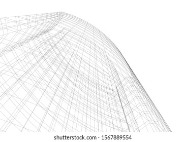 abstract buildings, architectural drawing 3d