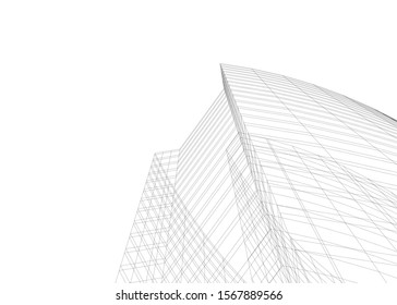 abstract buildings, architectural drawing 3d