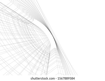 abstract buildings, architectural drawing 3d