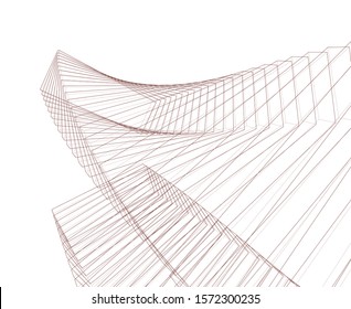 abstract buildings, architectural drawing 3d
