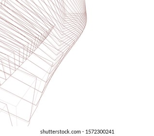 abstract buildings, architectural drawing 3d
