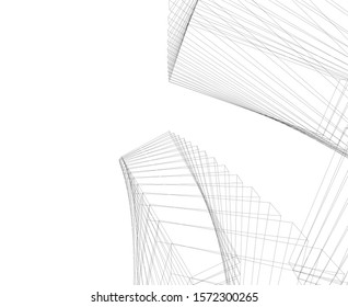 abstract buildings, architectural drawing 3d